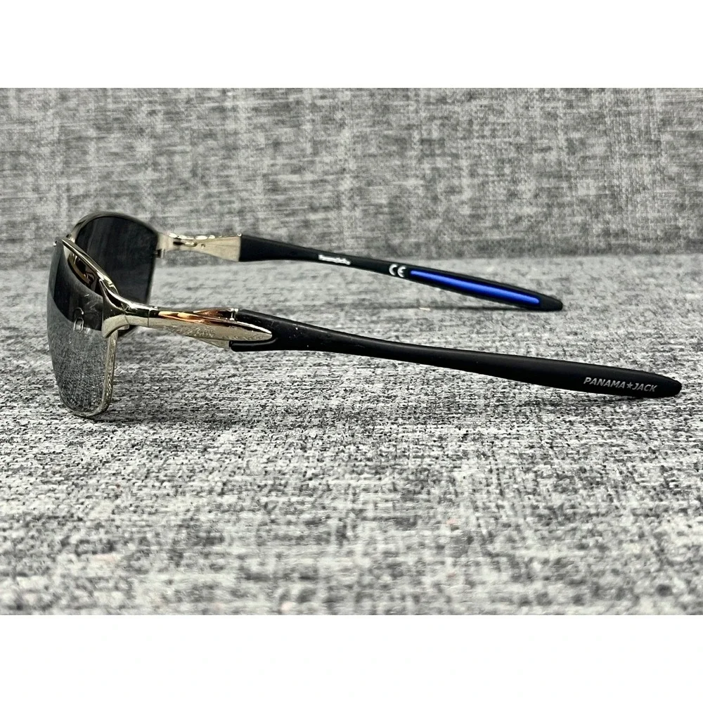 Panama Jack Mens Silver Metal Sport Sunglasses Black Blue NS0521 14524SPJ040